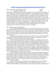 Southern Campaign American Revolution Pension Statements & Rosters Pension application of Charles Britt S17850 fn25SC Transcribed by Will Graves[removed]Methodology: Spelling, punctuation and/or grammar have been correct