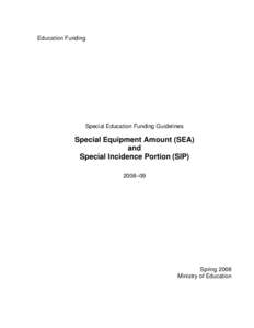 Education Funding  Special Education Funding Guidelines Special Equipment Amount (SEA) and