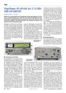 Funk  Empfänger für 40 kHz bis 3,15 GHz: AOR AR-5001DX HARALD KUHL – DL1ABJ Während computergesteuerte Empfänger derzeit das Angebot für Amateure und Profis bestimmen, bietet der neue AOR AR-5001DX eine konvention