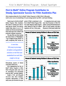 First In Math® Online Program - School Spotlight  First In Math® Online Program Contributes to Steady, Spectacular Success for Fitler Academics Plus After implementing the First In Math® Online Program in 2004, Fitler