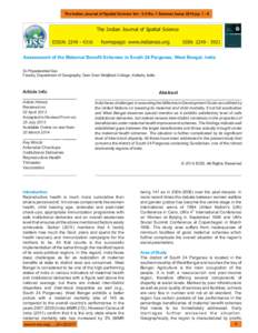 The Indian Journal of Spatial Science Vol[removed]No. 1 Summer Issue 2014 pp[removed]The Indian Journal of Spatial Science EISSN: [removed]homepage: www.indiansss.org