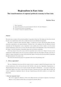 Regionalism in East Asia: The transformation of regional political economy in East Asia