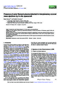 J. Space Weather Space Clim[removed]A10 DOI: [removed]swsc[removed]  Owned by the authors, Published by EDP Sciences 2012 Presence of solar filament plasma detected in interplanetary coronal mass ejections by in situ sp