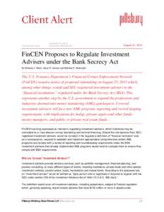 FinCEN Proposes to Regulate Investment Advisers under the Bank Secrecy Act