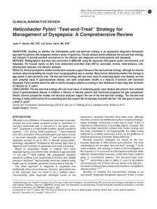 Helicobacter Pylori &ldquo;Test-and-Treat&rdquo; Strategy for Management of Dyspepsia: A Comprehensive Review