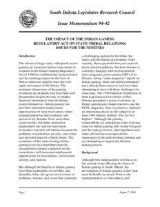 South Dakota Legislative Research Council Issue Memorandum 94-42