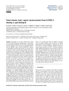 Atmos. Meas. Tech., 8, 1111–1133, 2015 www.atmos-meas-tech.net[removed]doi:[removed]amt[removed] © Author(s[removed]CC Attribution 3.0 License.  Total column water vapour measurements from GOME-2