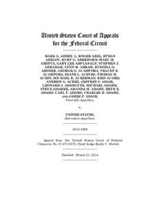 United States Court of Appeals for the Federal Circuit ______________________ MARK G. ABBEY, L. ROGER ABEL, ETHAN ABELOV, KURT G. ABERHORN, MARC M.