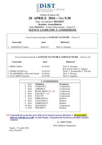 Seduta di laurea del  28 APRILE 2016 – Ore 9.30 Anno AccademicoSessione straordinaria Aula MAGNA – Centro Direzionale – Isola C4