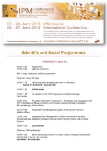 Scientific and Social Programmes WEDNESDAY, June 5th 09:00-10:00 10:00-10:30  Registration