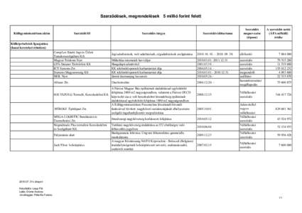 Szerződések, megrendelések 5 millió forint felett  Külügyminisztérium alcím Szerződő fél