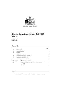 Australian Capital Territory  Statute Law Amendment Act[removed]No 2) A2003-56