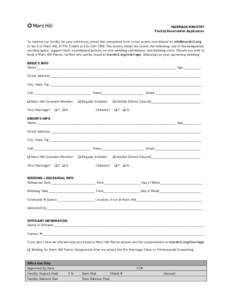 MARRIAGE MINISTRY Facility Reservation Application To reserve our facility for your ceremony, email this completed form to our events coordinator at  or fax it to Mars Hill, ATTN: Events at.