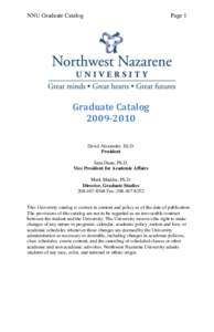 NNU Graduate Catalog  Page 1 Graduate Catalog[removed]