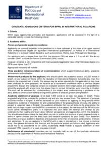 Department of Politics and International Relations University of Oxford, Manor Road, Oxford OX1 3UQ United Kingdom Tel: +[removed]www.politics.ox.ac.uk Email: [removed]