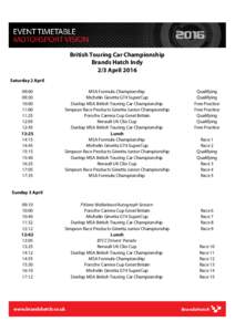 British Touring Car Championship Brands Hatch Indy 2/3 April 2016 Saturday 2 April 09:00 09:30