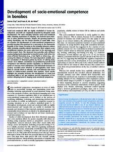 Development of socio-emotional competence in bonobos Zanna Clay1 and Frans B. M. de Waal1 Living Links, Yerkes National Primate Research Center, Emory University, Atlanta, GA[removed]social deprivation