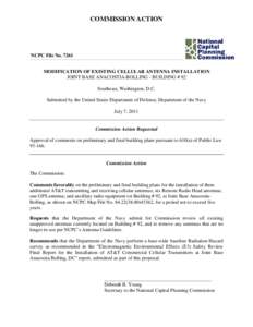 COMMISSION ACTION  NCPC File No[removed]MODIFICATION OF EXISTING CELLULAR ANTENNA INSTALLATION JOINT BASE ANACOSTIA-BOLLING - BUILDING # 92 Southeast, Washington, D.C.