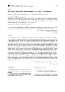 Photosynthesis Research 80: 15–57, 2004. © 2004 Kluwer Academic Publishers. Printed in the Netherlands. 15  Review