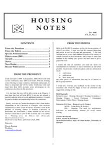 HOUSING NOTES Dec 2008 Vol. 27, No. 2