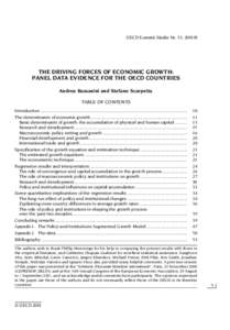 OECD Economic Studies No. 33, 2001/II  THE DRIVING FORCES OF ECONOMIC GROWTH: PANEL DATA EVIDENCE FOR THE OECD COUNTRIES Andrea Bassanini and Stefano Scarpetta TABLE OF CONTENTS