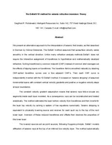 Delta-t-V 1D seismic refraction inversion method : Theory