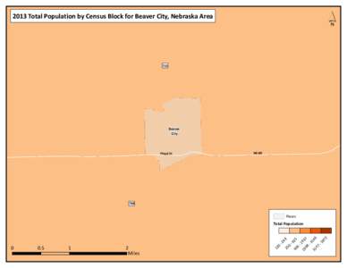 ´  2013 Total Population by Census Block for Beaver City, Nebraska Area 725