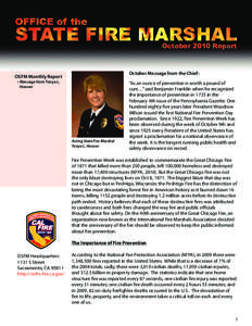October 2010 Report  October Message from the Chief: OSFM Monthly Report •	Message from Tonya L.