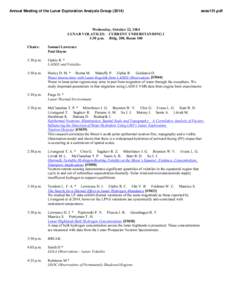 Annual Meeting of the Lunar Exploration Analysis Group[removed]sess151.pdf Wednesday, October 22, 2014 LUNAR VOLATILES: CURRENT UNDERSTANDING I