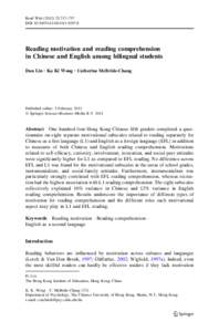 Read Writ:717–737 DOIs11145Reading motivation and reading comprehension in Chinese and English among bilingual students Dan Lin • Ka Ki Wong • Catherine McBride-Chang