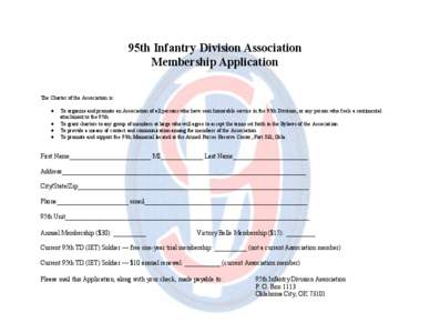 95th Infantry Division Association Membership Application The Charter of the Association is:   