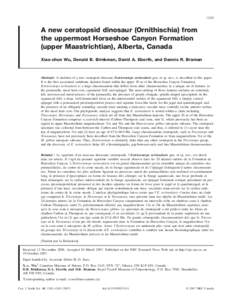 1243  A new ceratopsid dinosaur (Ornithischia) from