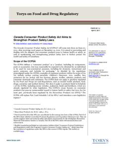 Canada Consumer Product Safety Act Aims to Strengthen Product Safety Laws