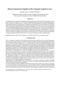 Remote Sensing Investigation of the Tunguska Explosion Area. Giuseppe Longo *a and Mario Di Martino b a Department of Physics of the University and INFN, IBologna, Italy b