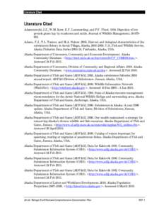 Literature Cited  Literature Cited Adamczewski, J.Z., W.M. Kerr, E.F. Lammerding, and P.F. Flood[removed]Digestion of low protein grass hay by muskoxen and cattle. Journal of Wildlife Management. 58:[removed]Adams, F.J., T