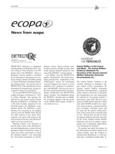 Corners  News from ecopa DETECTIVE (Detection of Endpoints and Biomarkers for Repeated Dose Toxicity Using In Vitro Systems) is an FP7