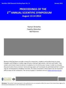 Nutrition CRSP Research Briefing Paper No. 13  January 2014 PROCEEDINGS OF THE 2nd ANNUAL SCIENTIFIC SYMPOSIUM