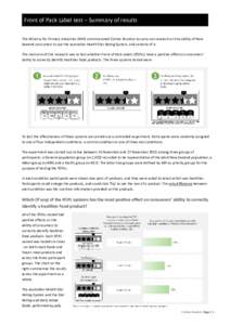 Front of Pack Label test – Summary of results The Ministry for Primary Industries (MPI) commissioned Colmar Brunton to carry out research on the ability of New Zealand consumers to use the Australian Health Star Rating