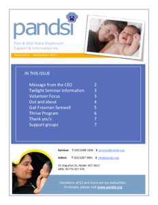 [Date]  Post & Ante Natal Depression Support & Information Inc. Newsletter - September 2014