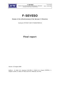 F-SEVESO Study of the effectiveness of the Seveso II Directive Contract n°[removed][removed]MAR/A3 Final report Date : [removed]