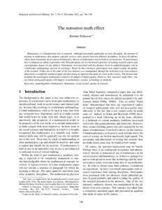 Judgment and Decision Making, Vol. 7, No. 6, November 2012, pp. 746–749  The nonsense math effect Kimmo Eriksson∗ †  Abstract