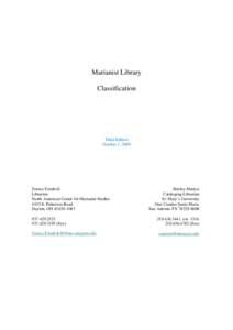 Marianist Library Classification Third Edition October 1, 2009