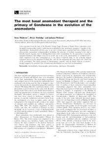 The most basal anomodont therapsid and the primacy of Gondwana in the evolution of the anomodonts