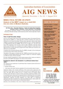 Australian Institute of Geoscientists  AIG NEWS Quarterly Newsletter • No 101 • August[removed]MINING FISCAL REFORM: AN UPDATE