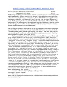 Southern Campaign American Revolution Pension Statements & Rosters Pension application of Rowland Ledbetter R6237 fn12NC Transcribed by Will Graves[removed]Methodology: Spelling, punctuation and/or grammar have been cor