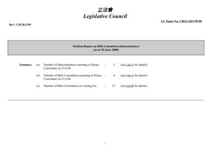 立法會  Legislative Council LC Paper No. CB[removed]Ref : CB2/R/2/99