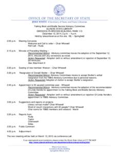 Talking Book and Braille Service Advisory Committee Meeting Agenda
