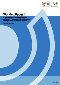 Working Paper 1 A Critical Analysis of Existing Research on Farmers’ Perceptions of their Interactions with Agricultural Development Agencies Freida M’Cormack