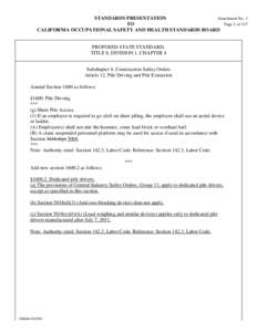 STANDARDS PRESENTATION Attachment No. 1 TO Page 1 of 117 CALIFORNIA OCCUPATIONAL SAFETY AND HEALTH STANDARDS BOARD