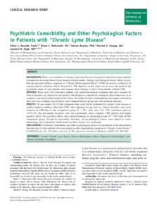 Psychiatric Comorbidity and Other Psychological Factors in Patients with “Chronic Lyme Disease”